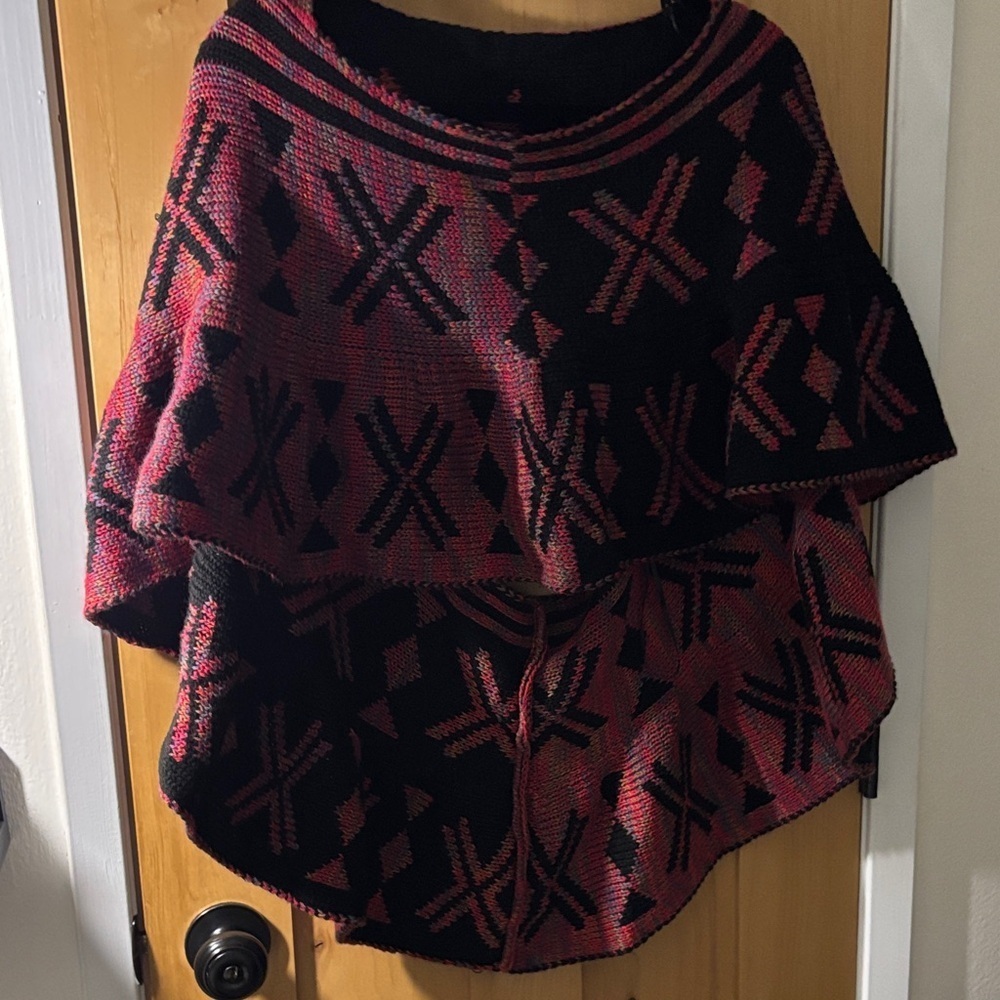 Chic Black and Red Women's Poncho